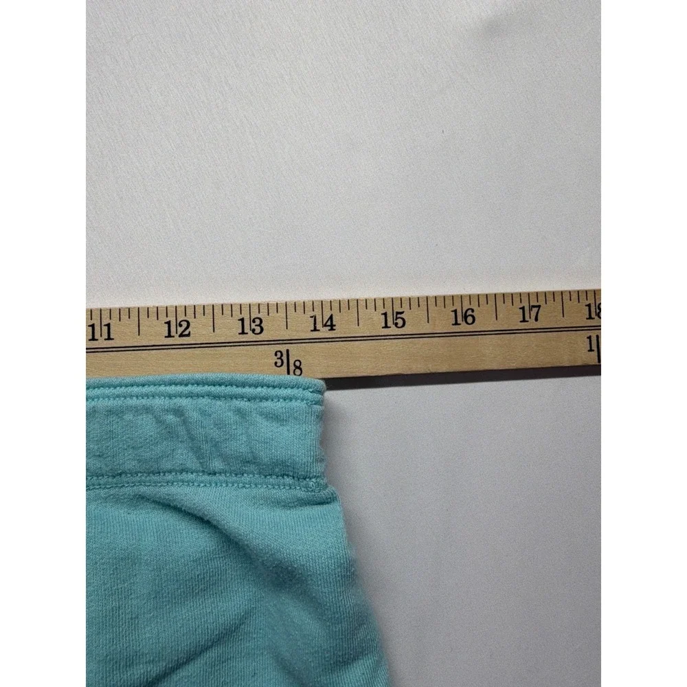 PINK Victoria's Secret Athletic Shorts Womens XS Aqua Blue‎ Graphic Logo Raw Hem